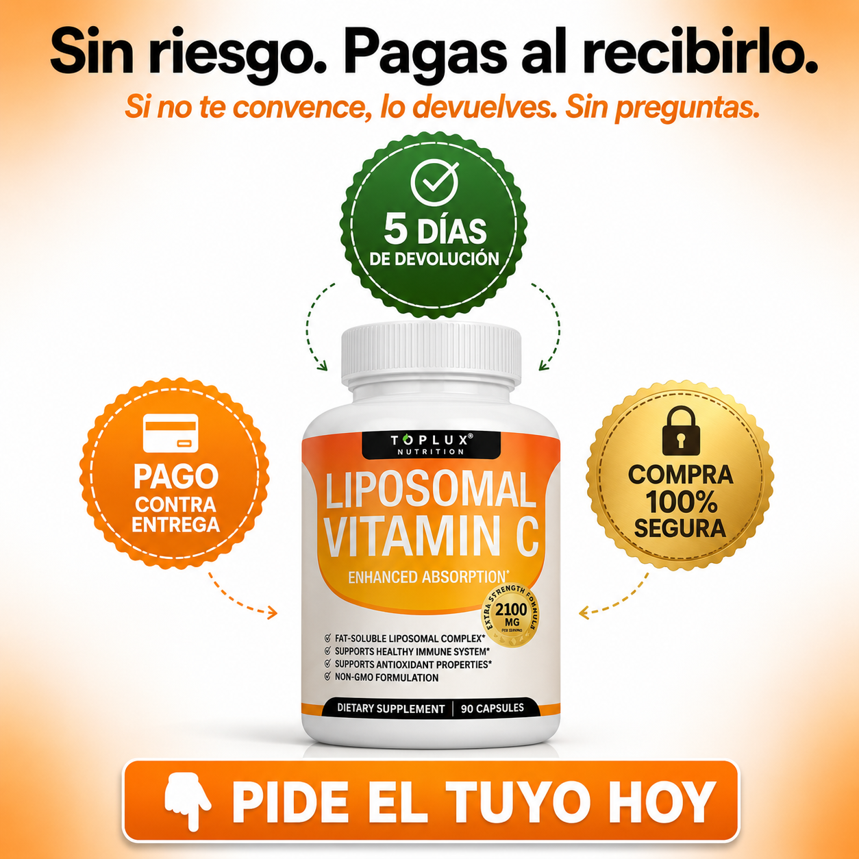 Toplux™ Liposomal Vitamin C 1200mg | Defensas Reales Que Tu Cuerpo Sí Aprovecha