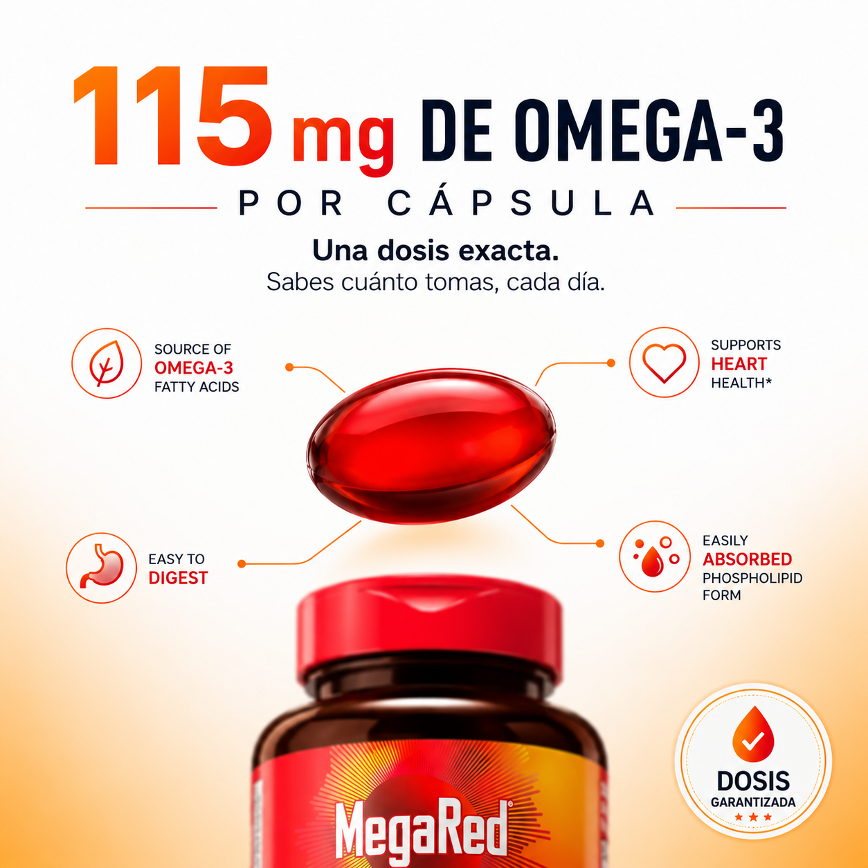 Megared® Aceite de Krill | Omega-3 Diario Sin Sabor a Pescado
