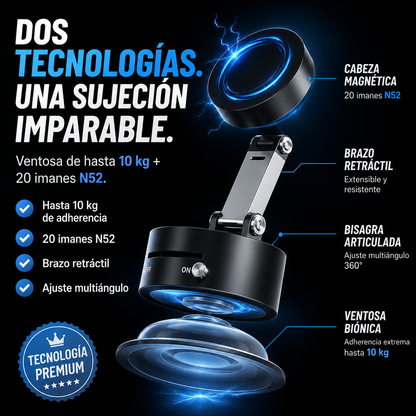MAGSAFE HOLD™ | Soporte Magnético Retráctil con Ventosa al Vacío
