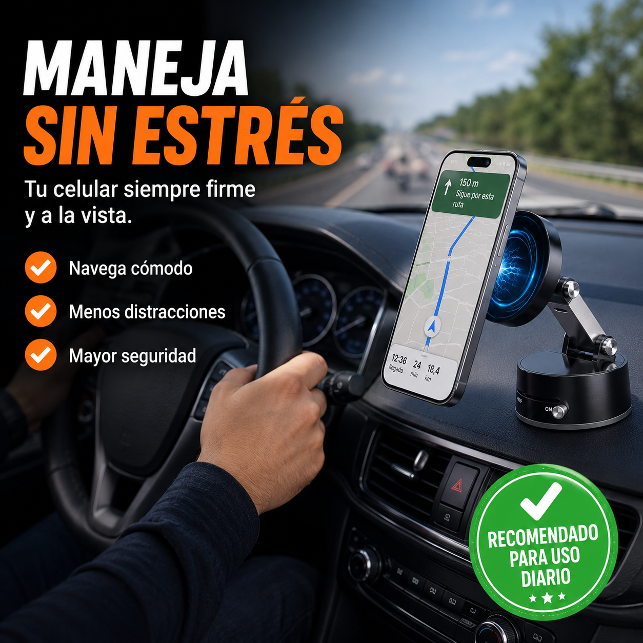 MAGSAFE HOLD™ | Soporte Magnético Retráctil con Ventosa al Vacío